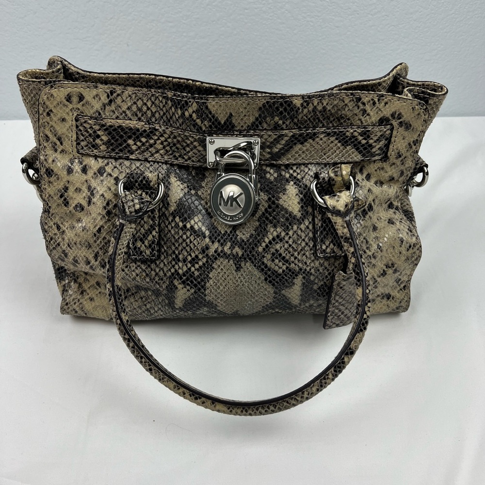 Michael Kors Hamilton Beige Python Snake Handbag - image 1